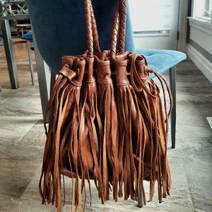 Large Fringed Bucket Bag